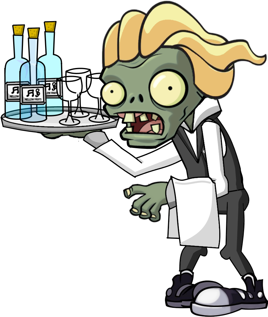 Waiter Zombie Hd - Plants Vs Zombies All Zombie Characters Clipart (874x1035), Png Download