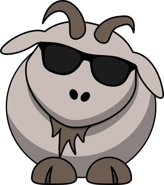 Cartoon Goat With Sunglasses Clipart (534x601), Png Download