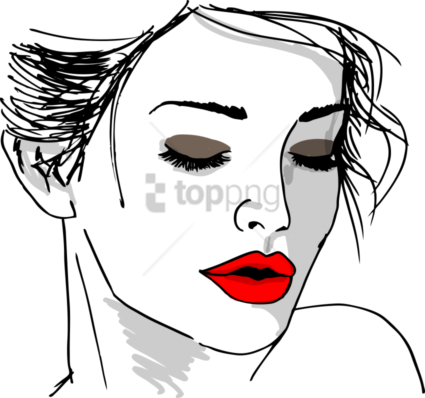 Free Png Beautiful Girl Face Sketch Png Image With - Beautiful Girl Face Drawings Clipart (850x796), Png Download