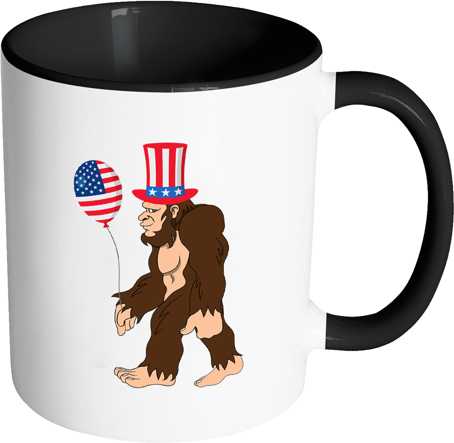 Bigfoot Sasquatch Baloon American Flag Clipart (1024x1024), Png Download