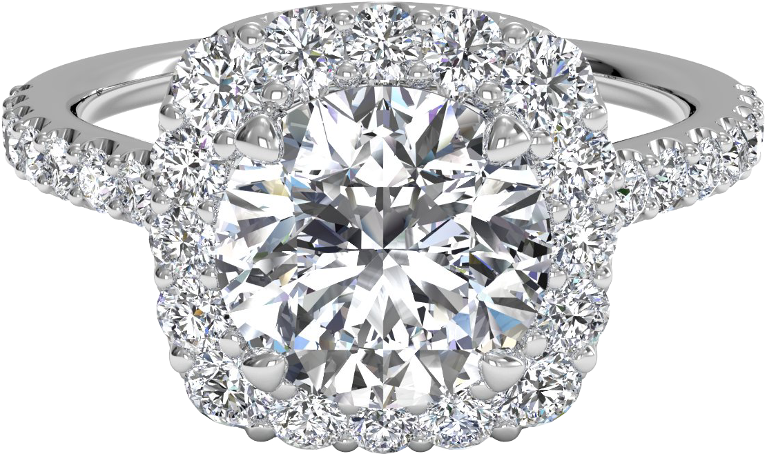 French-set Halo Diamond Band Engagement Ring Clipart (1111x661), Png Download