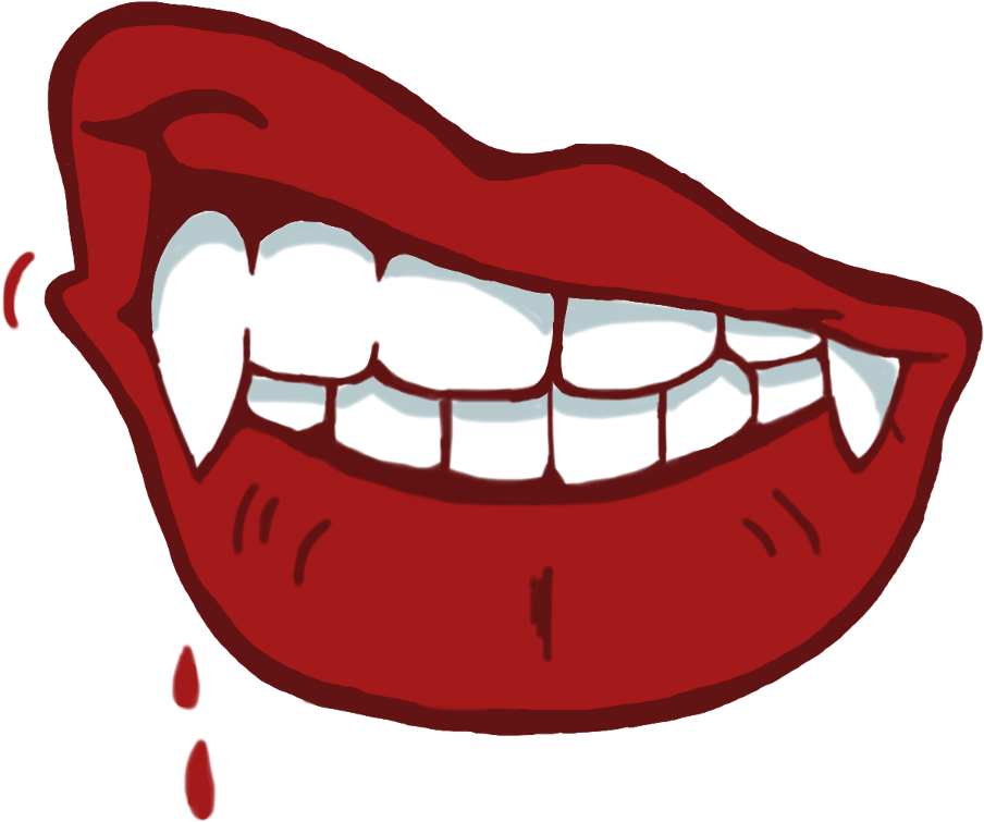 Ftestickers Vampire Vampireteeth Lips Clipart (1024x887), Png Download
