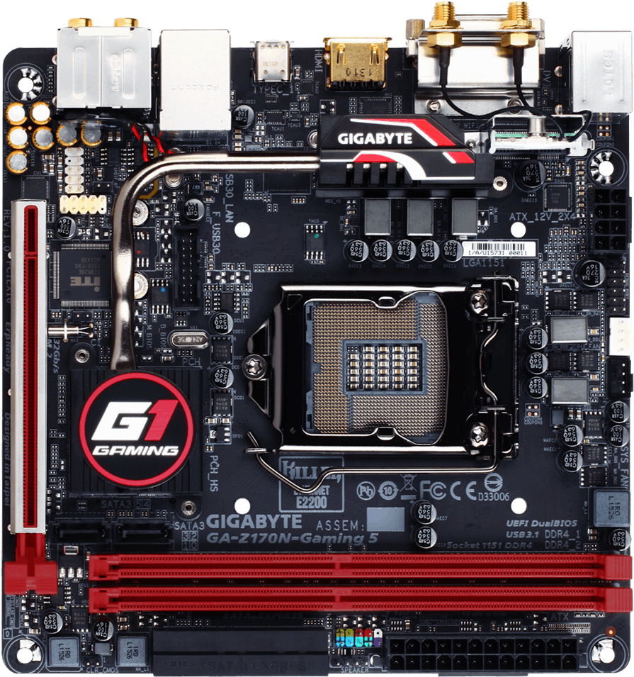 Gigabyte Z170 Mini-itx Mainboard Clipart (947x1000), Png Download