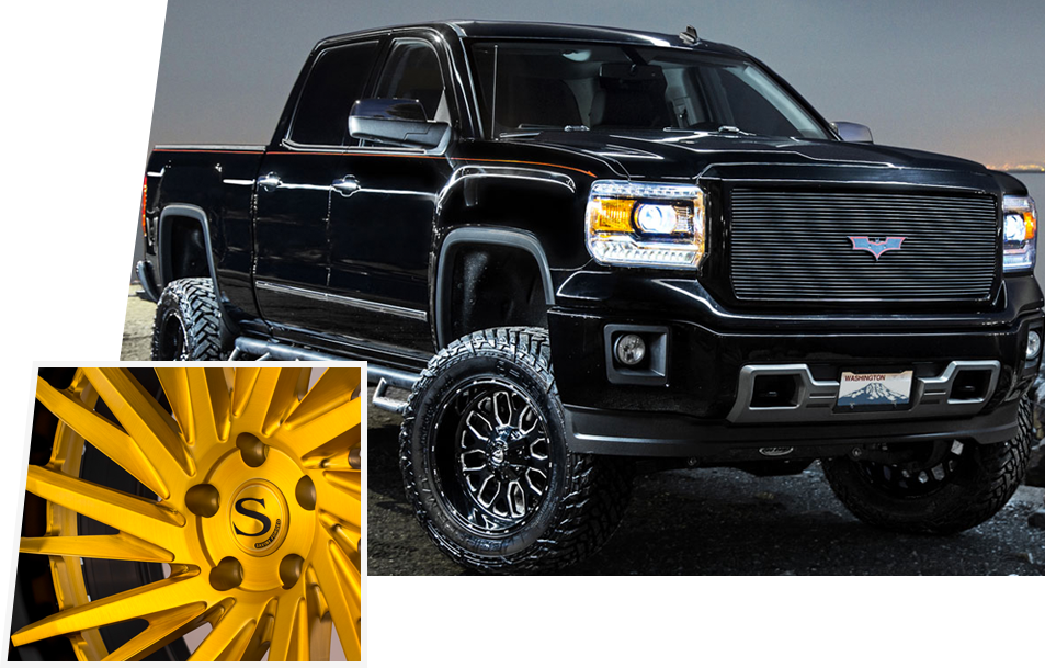 Black Truck And Rims - Gmc Sierra Clipart (953x609), Png Download