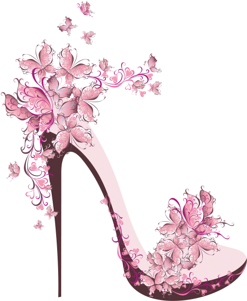 Vector Free Stock Heeled Footwear Shoe Ballet Flat - Salto Com Borboletas Clipart (800x800), Png Download