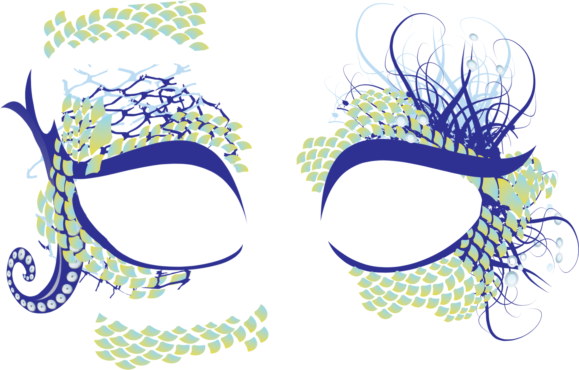 Mermaid Temporary Tattoo Mask Clipart (2400x1575), Png Download