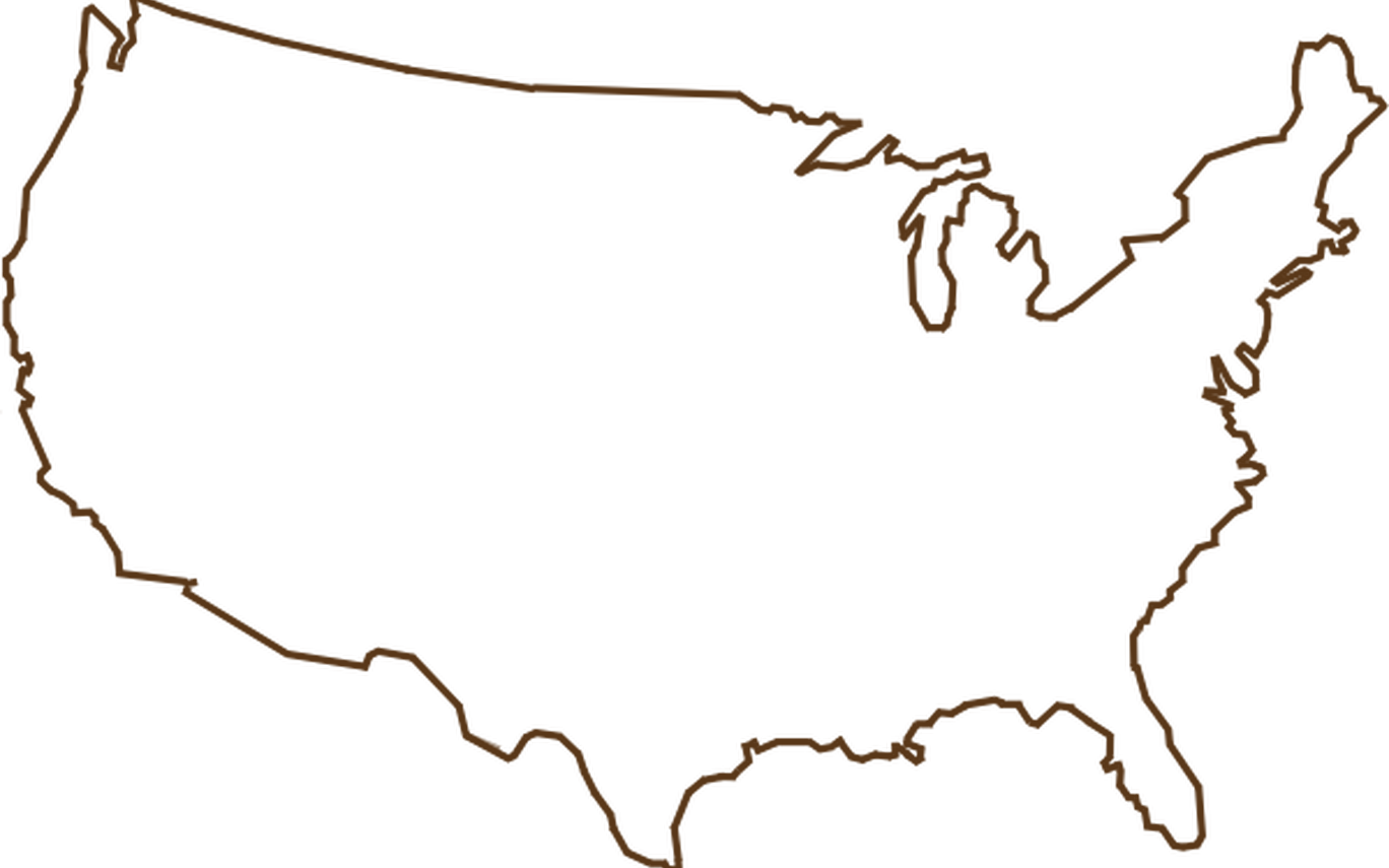 Outline Of United States Map Brown Clip Art At Clkercom - Usa Map Outline Svg - Png Download (1368x855), Png Download