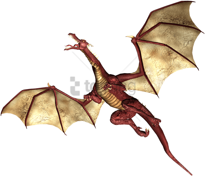Free Png Dragon Red And Brown Wings Flying Up Png Image - Dragon Flying Up Clipart (850x760), Png Download