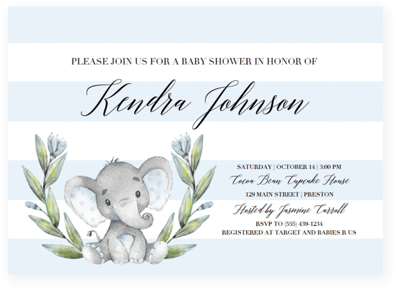 819 X 1024 14 0 - Boy Baby Shower Invitations Elephant Clipart (819x1024), Png Download