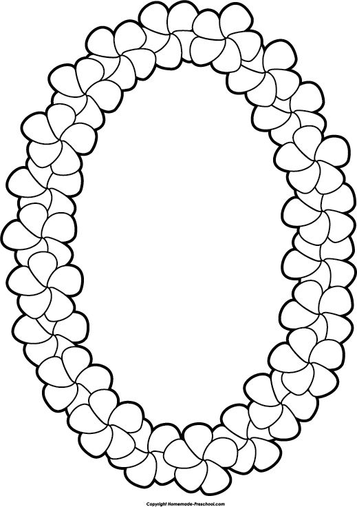 Black And White Hawaiian Lei Clip Art - Png Download (519x736), Png Download
