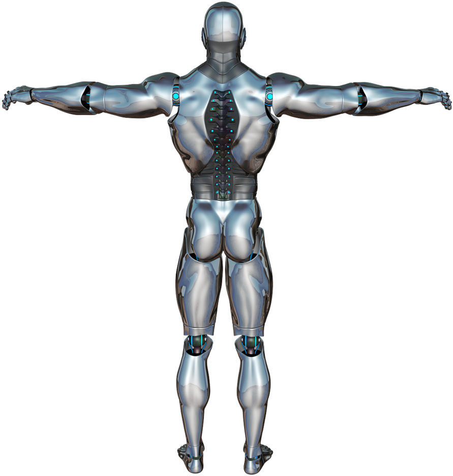 Man Back Robot, People - Human Robot Front Clipart (992x1024), Png Download