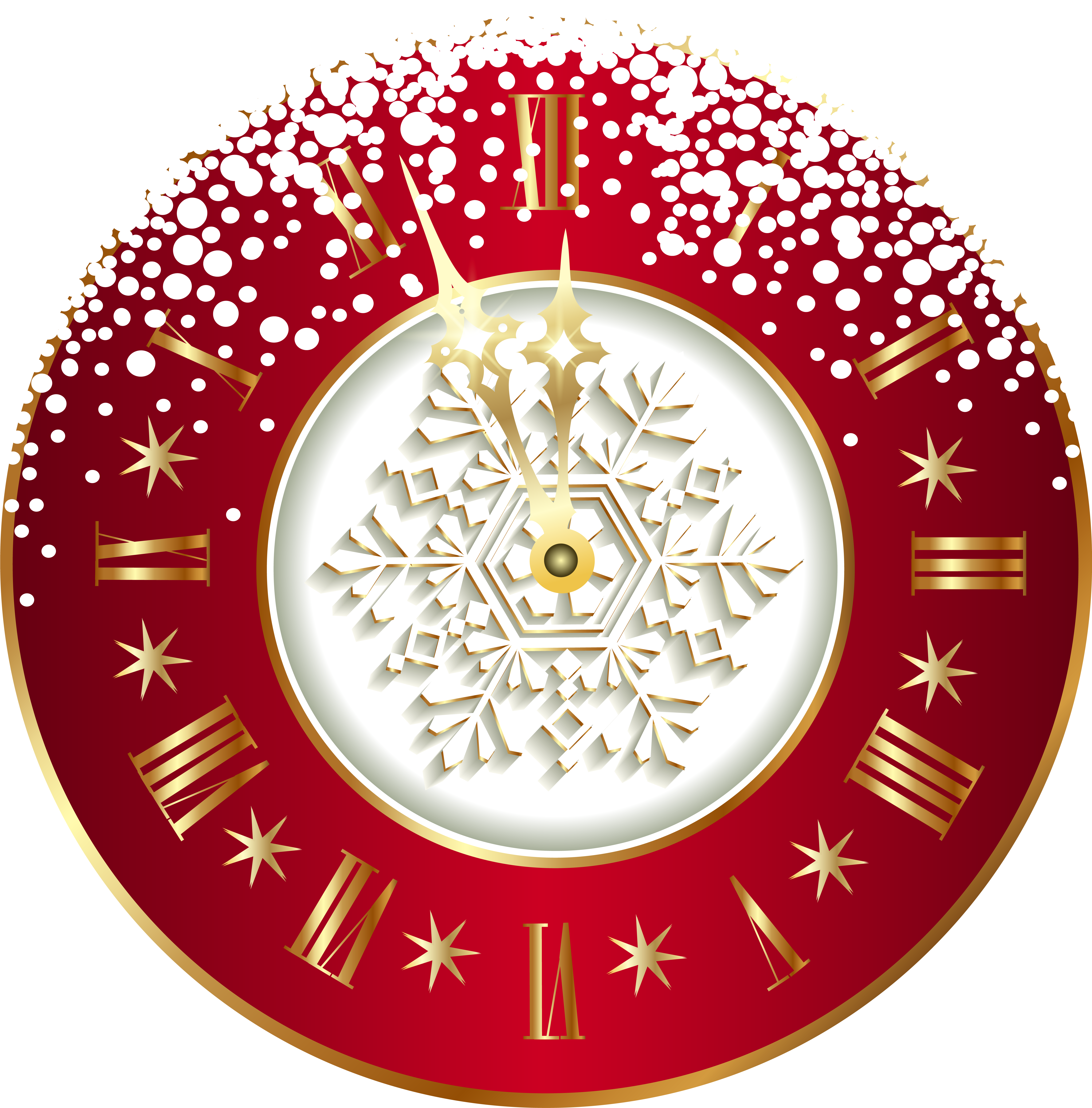 Red New Year Clock Png Clipart Image Transparent Png (5738x5823), Png Download