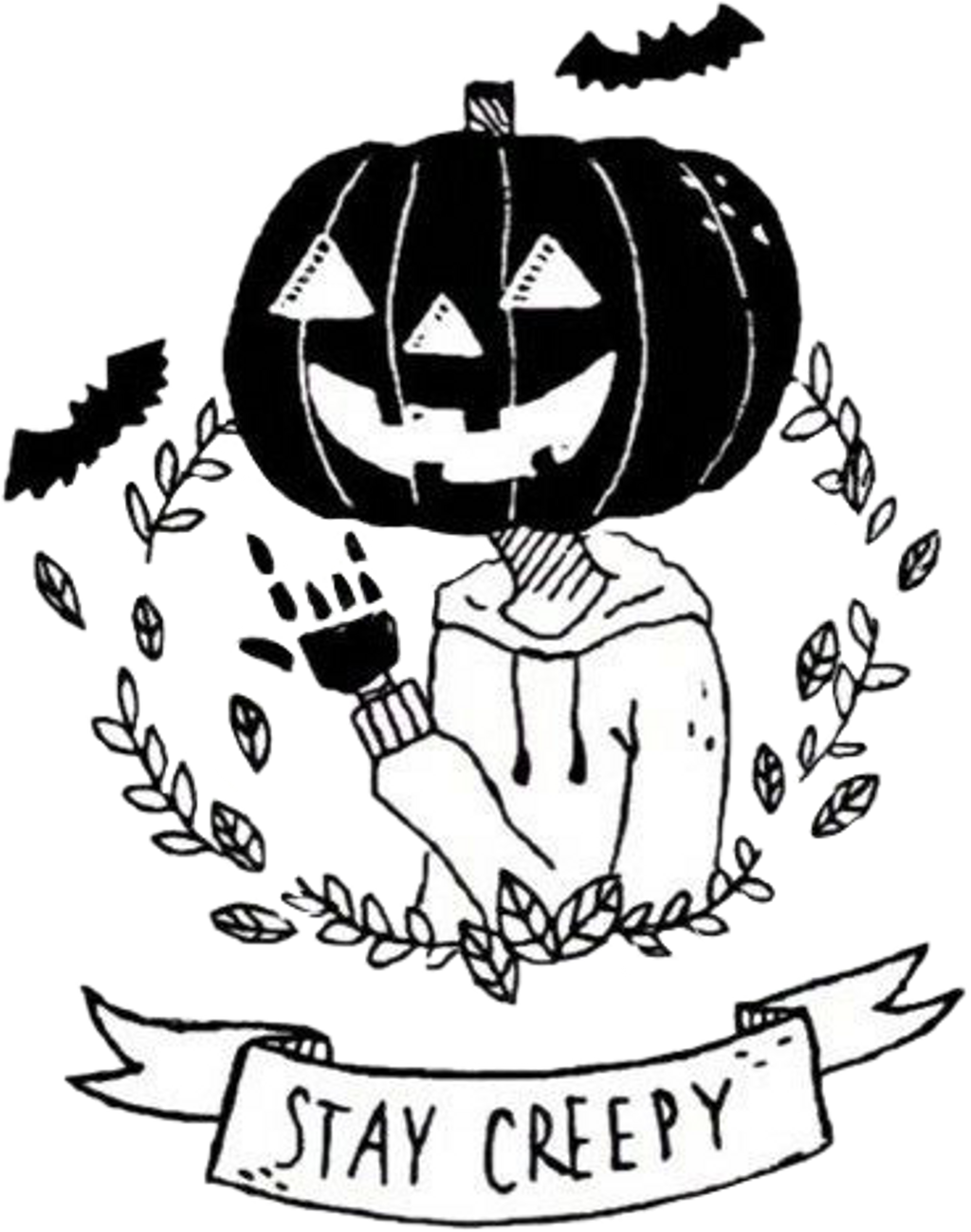 #blackandwhite #halloween #tattoo #tumblr #staycreepy Clipart (1024x1299), Png Download