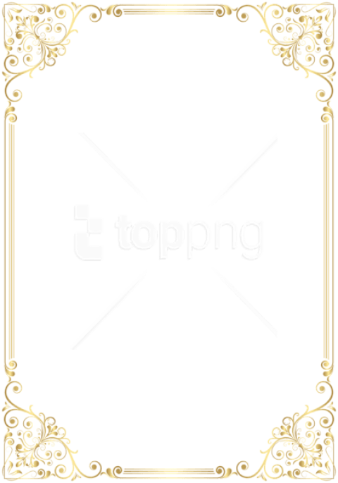 Deco Frame Border Golden Png - Vintage Border Design Portrait Clipart (480x685), Png Download