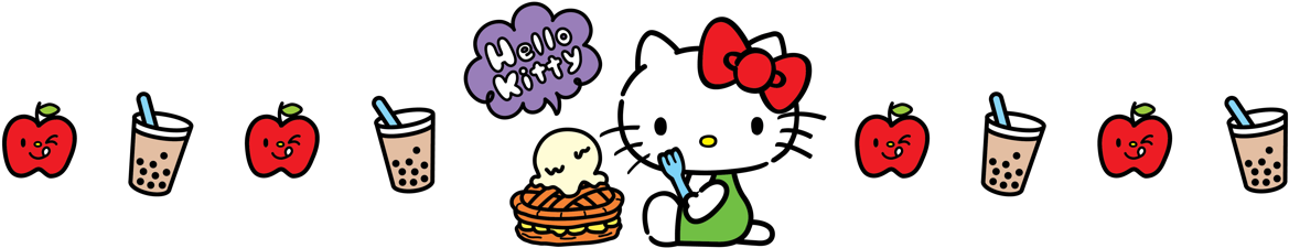 The Drinks, With Mellow And Fruity Aromas, Are Inspired - Hello Kitty Clipart (1268x254), Png Download