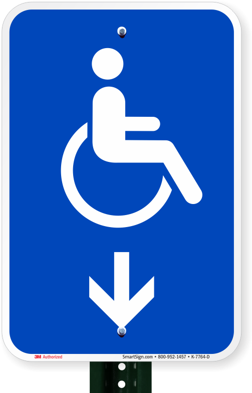 Accessible Handicap Down Arrow Sign - Restroom Signs Clipart (800x800), Png Download