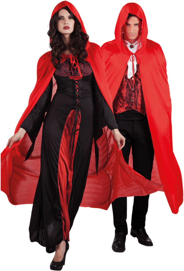 Adult Vampire Red Hooded Halloween Cape - Umhang Teufel Clipart (600x951), Png Download