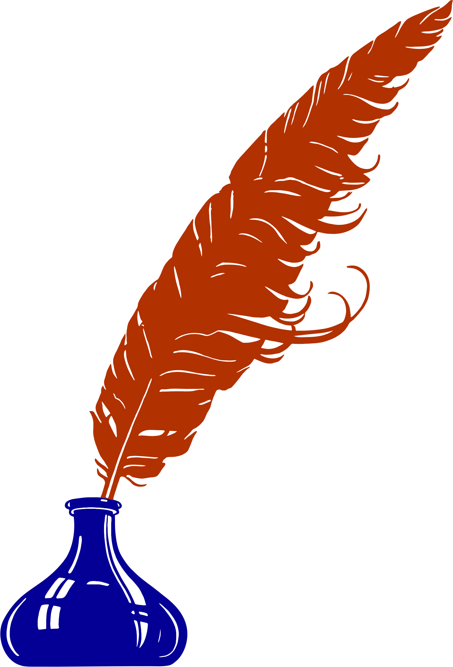 Blue Feather Transparent Png - Quill Pen Clipart (1589x2335), Png Download