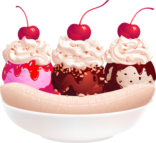 Clip Art Black And White Stock Desserts Clipart Banana - Banana Split Png Transparent Png (658x604), Png Download