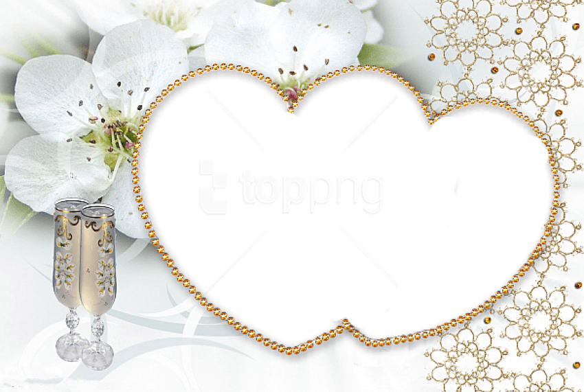 Free Png Best Stock Photos White Hearts Transparent - Heart Wedding Frames Clipart (850x571), Png Download