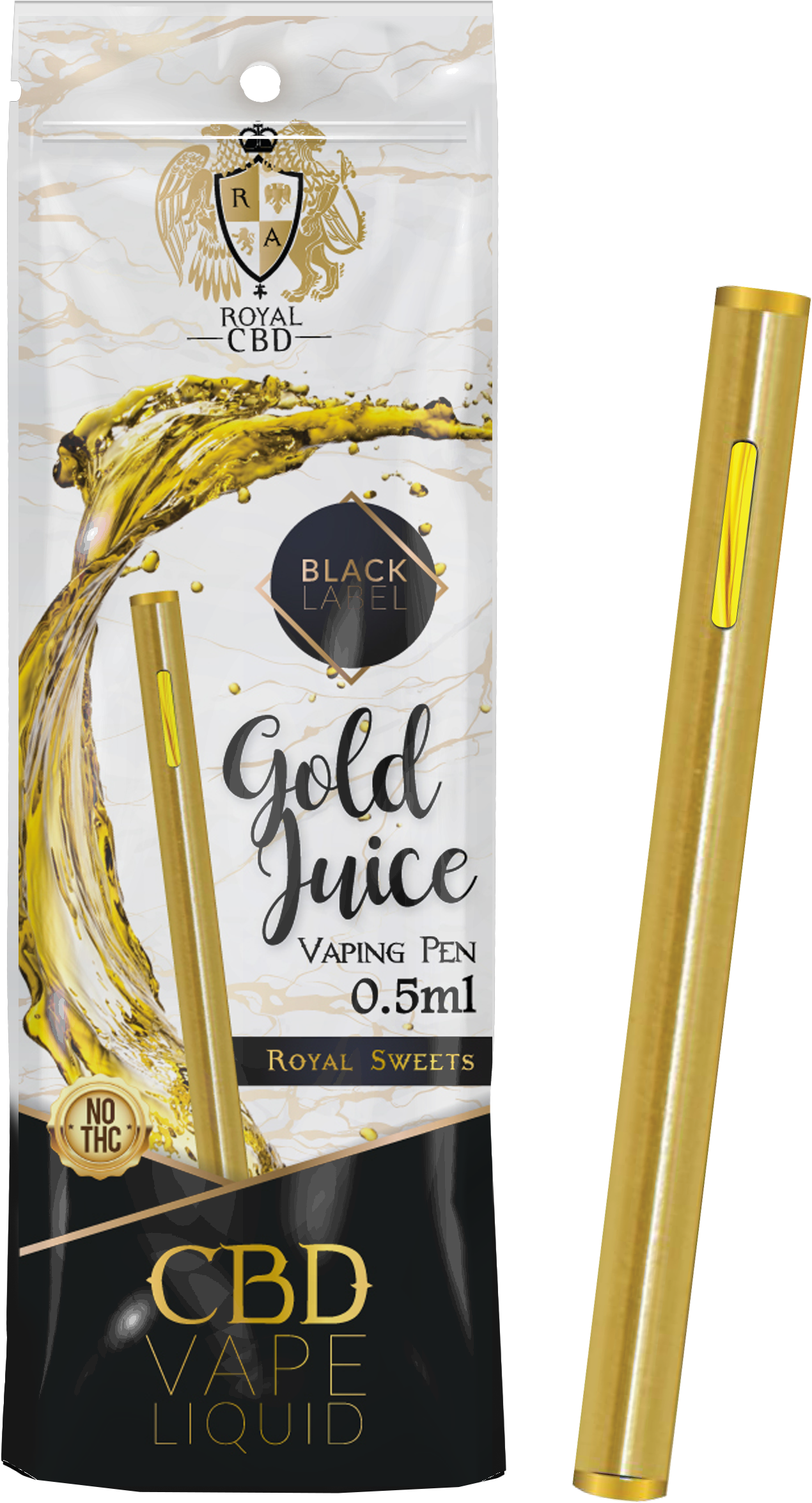 Gold Juice Cbd Vaping Pen - Gold Vape Pens Png Clipart (1732x2645), Png Download