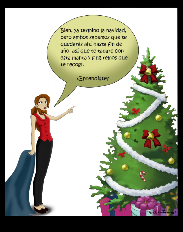 Mujer, Arbol, Navidad - Kobato Christmas Clipart (632x800), Png Download
