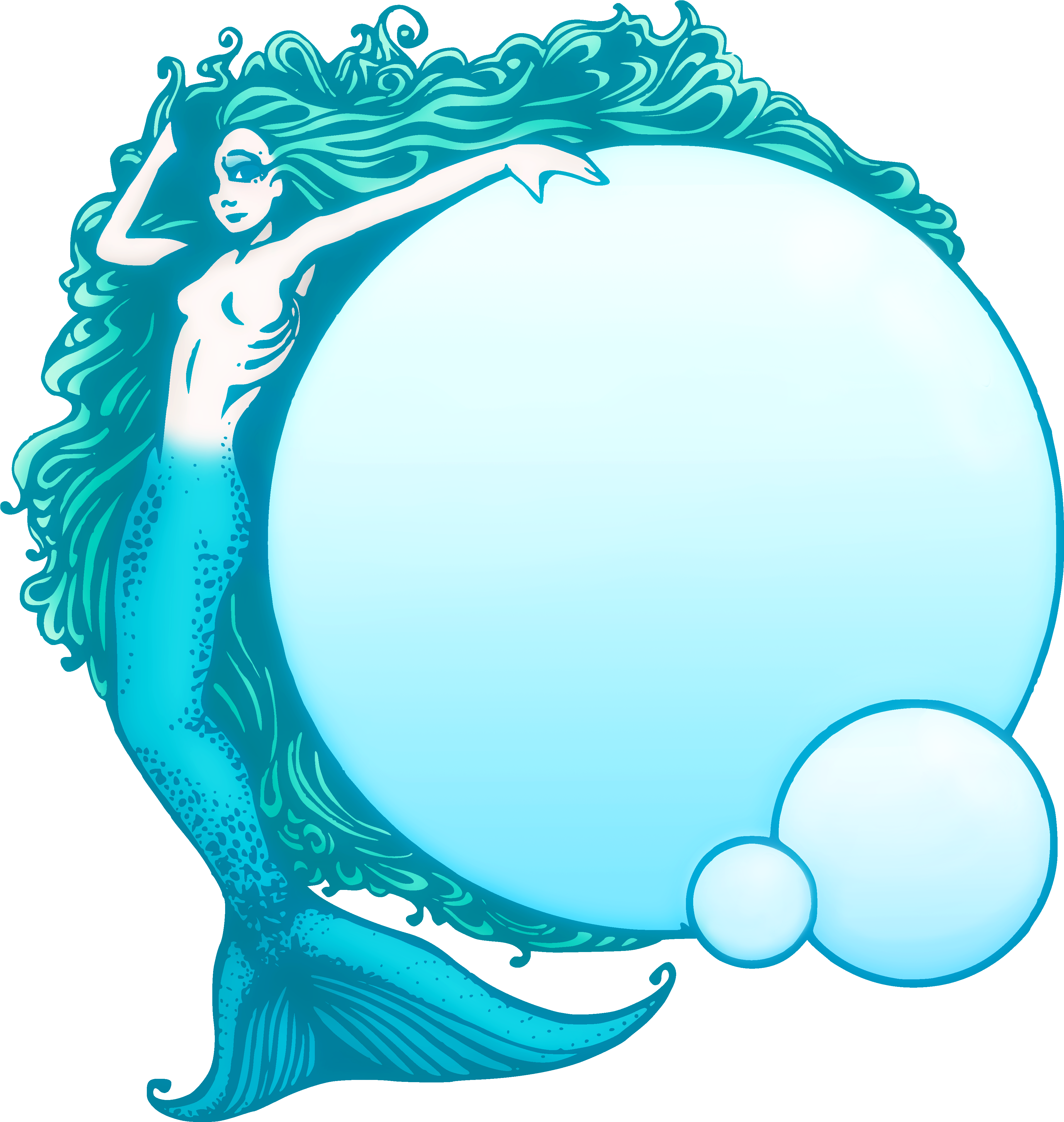 Mermaid Clipart With Fish - Mermaid Clip Art Blue - Png Download (3982x4162), Png Download