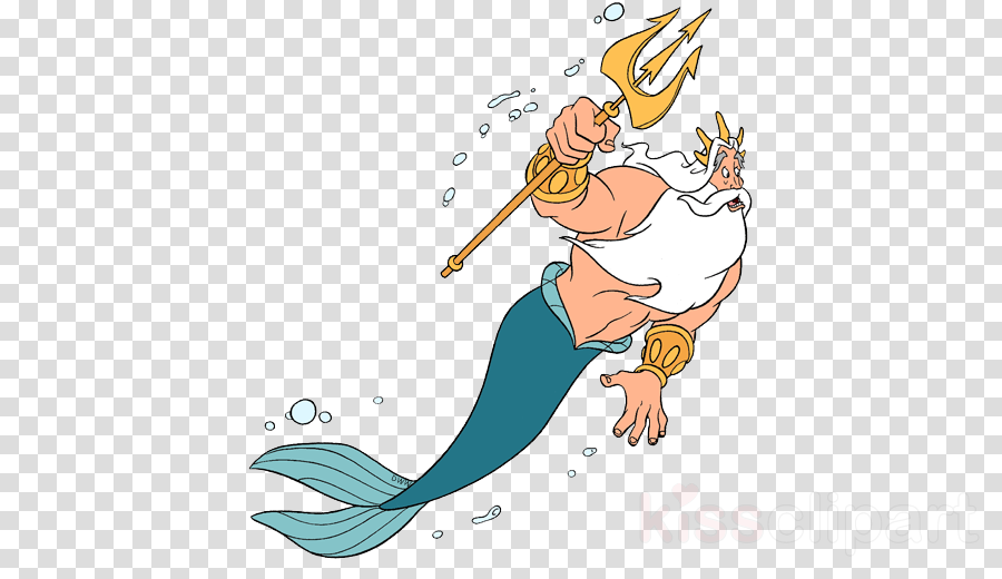 King Triton Png Little Merm Clipart Ariel Mermaid King - Png Hijab Girl Cartoon Transparent Png (900x520), Png Download