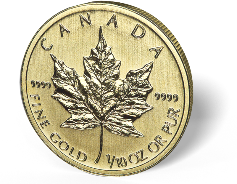 Picture Of 1/10 Oz Canadian Gold Maple Leaf Clipart (800x650), Png Download