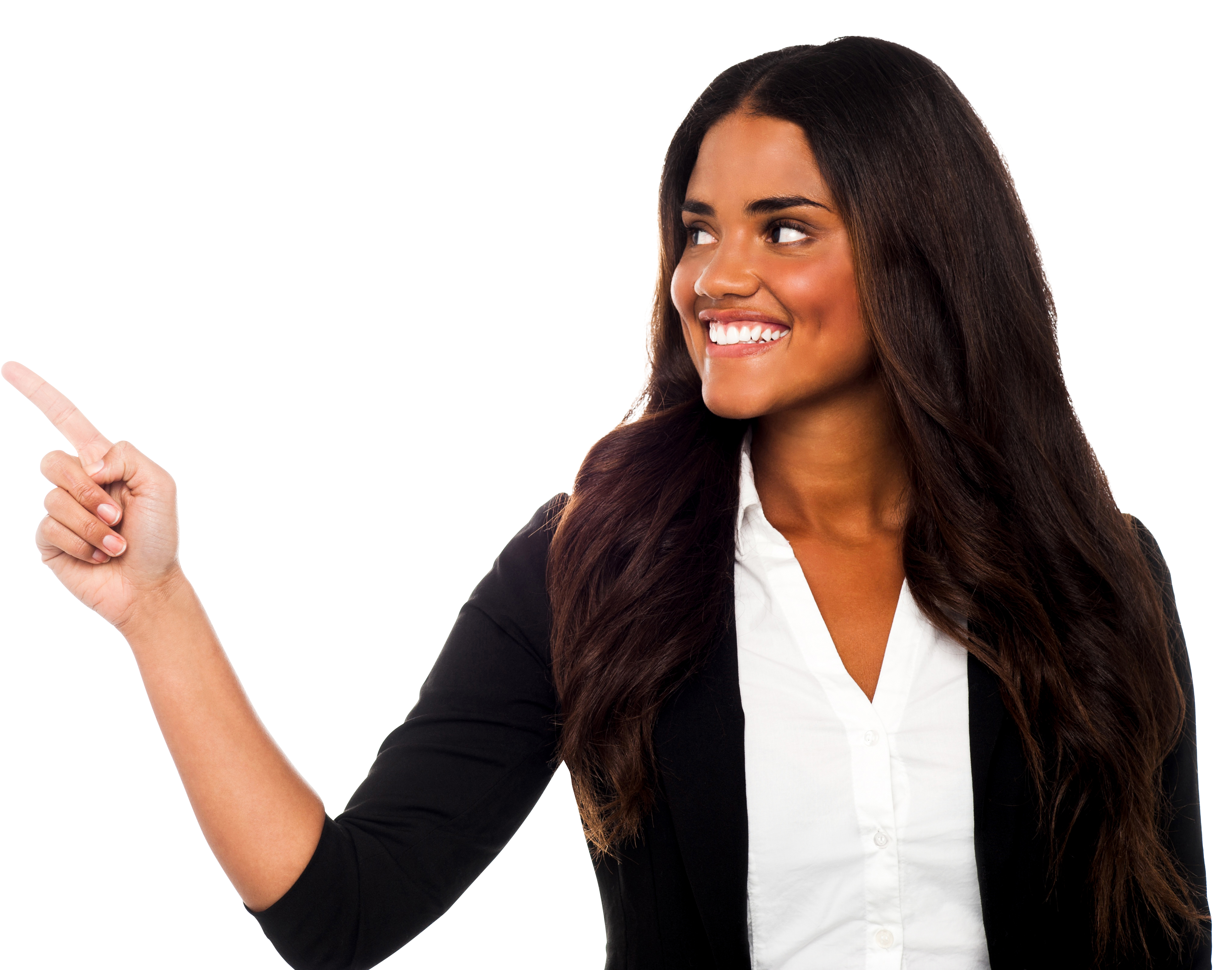 Women Pointing Left - Black Woman Pointing Png Clipart (4809x3200), Png Download
