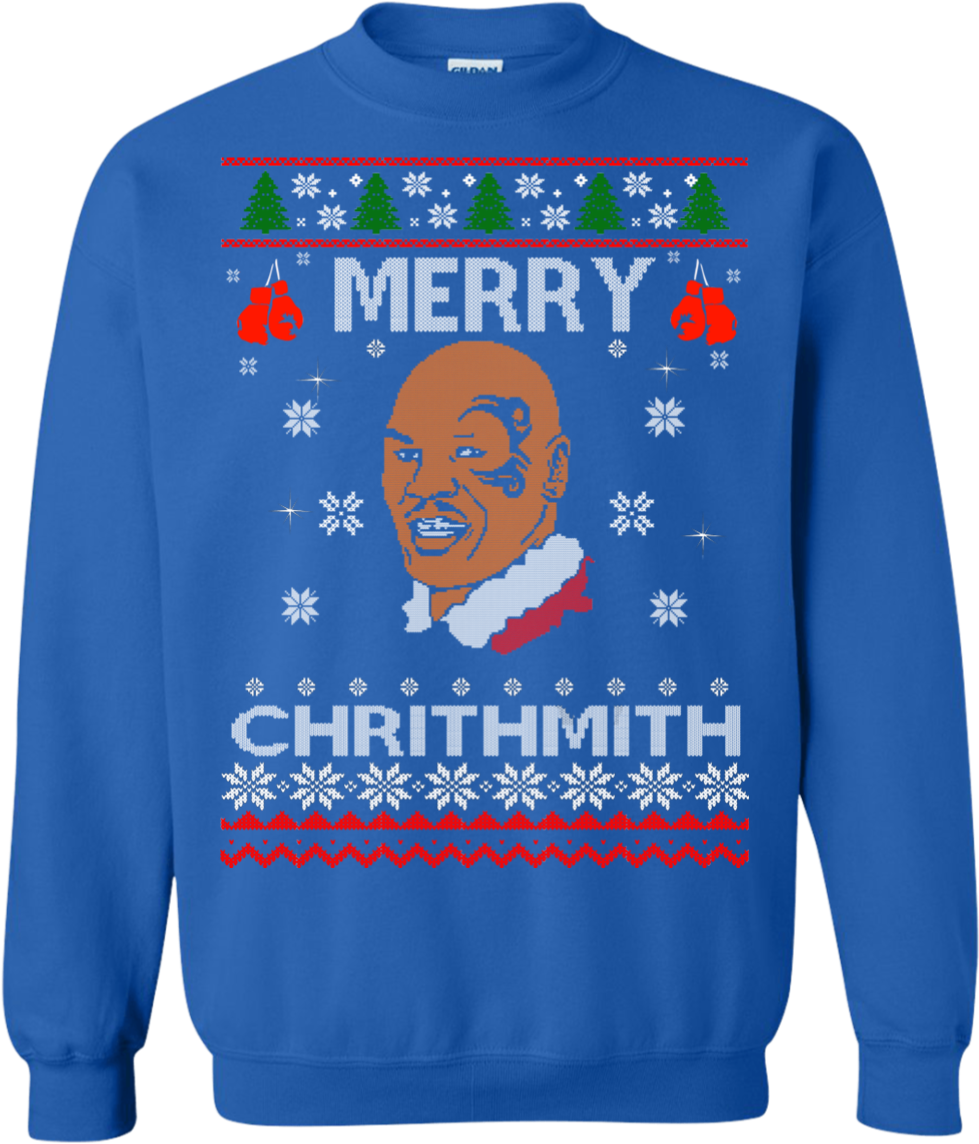 Merry Chrithmith Mike Tyson Ugly Christmas Sweater Clipart (1155x1155), Png Download