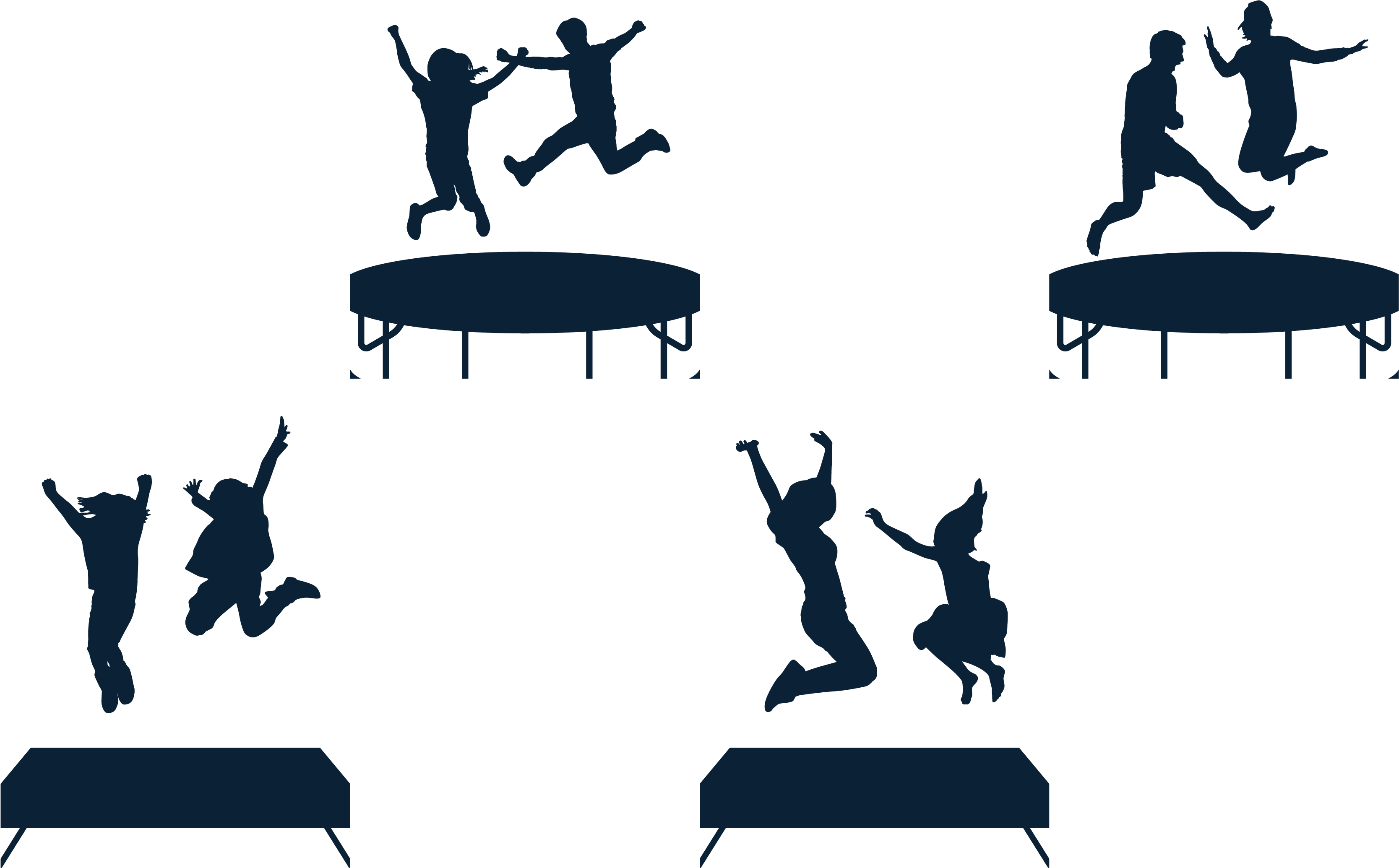 Jumping Silhouette Trampoline - Trampoline Silhouette Png Clipart (3335x2070), Png Download
