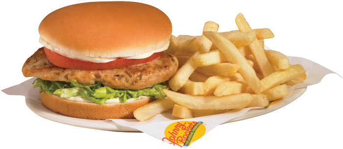 Grilled Chicken Breast Sandwich - Johnny Rockets Grilled Chicken Breast Sandwich Clipart (750x422), Png Download