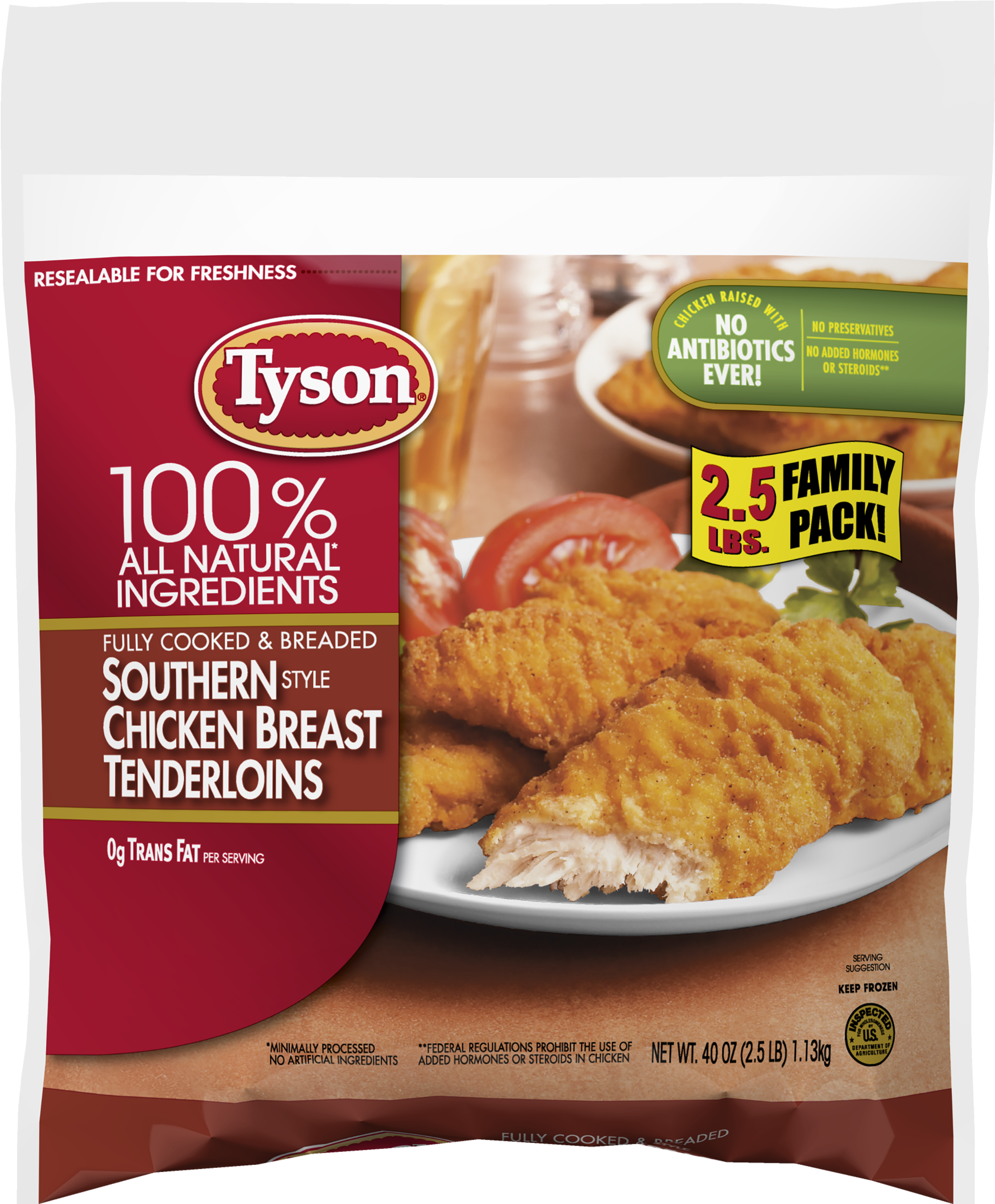 Fully Cooked & Breaded Southern Style Chicken Breast - Tyson Southern Style Chicken Breast Tenderloins Clipart (2400x2400), Png Download