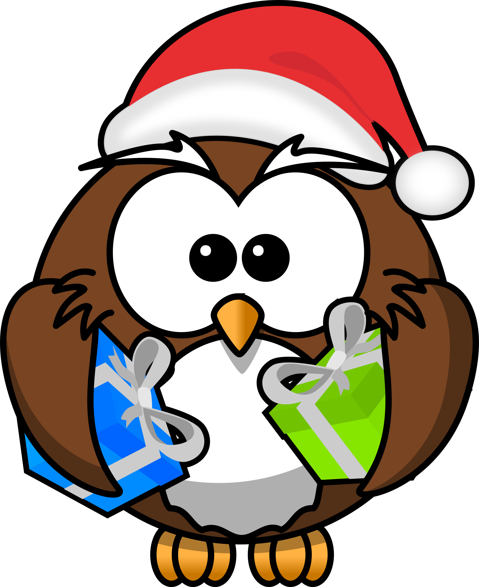 Owl, Santa, Animal, Bird, Christmas, Funny, Gift - Owl Christmas Clip Art - Png Download (588x720), Png Download