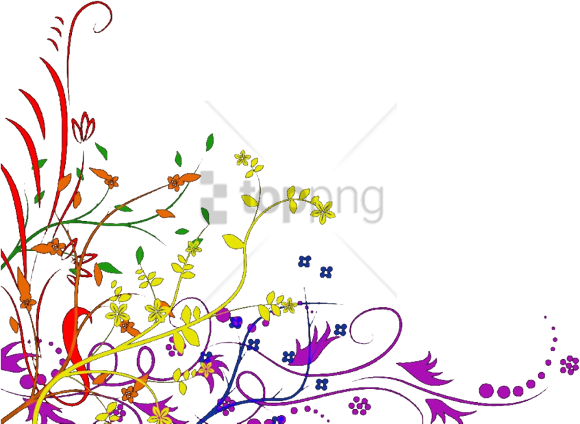Free Png Download Colorful Floral Corner Borders Png Clipart (850x638), Png Download