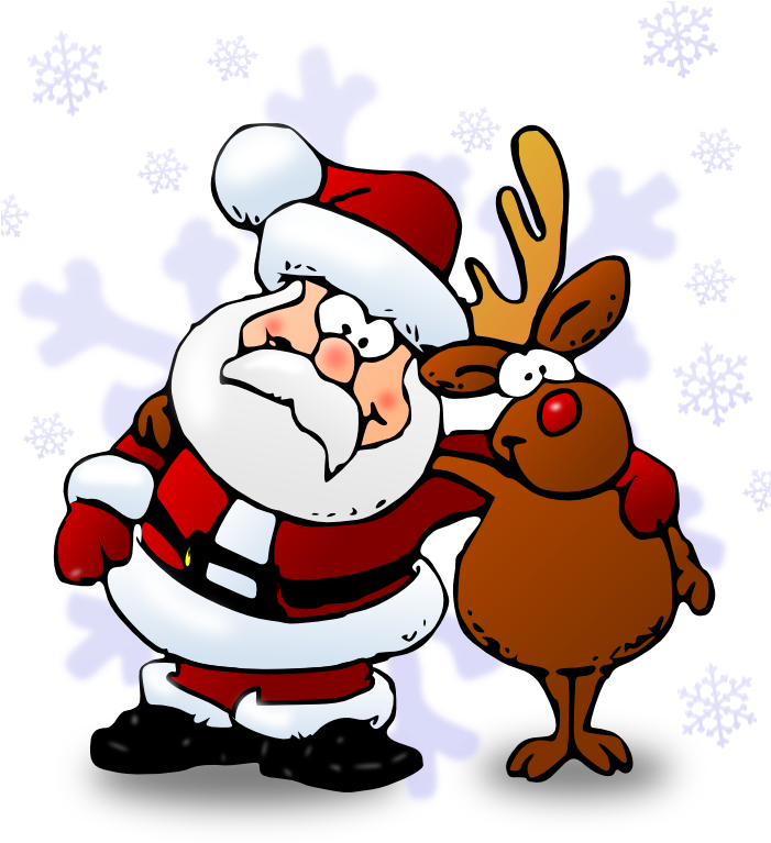 Santa - Santa And Rudolph Cartoon Clipart (700x800), Png Download