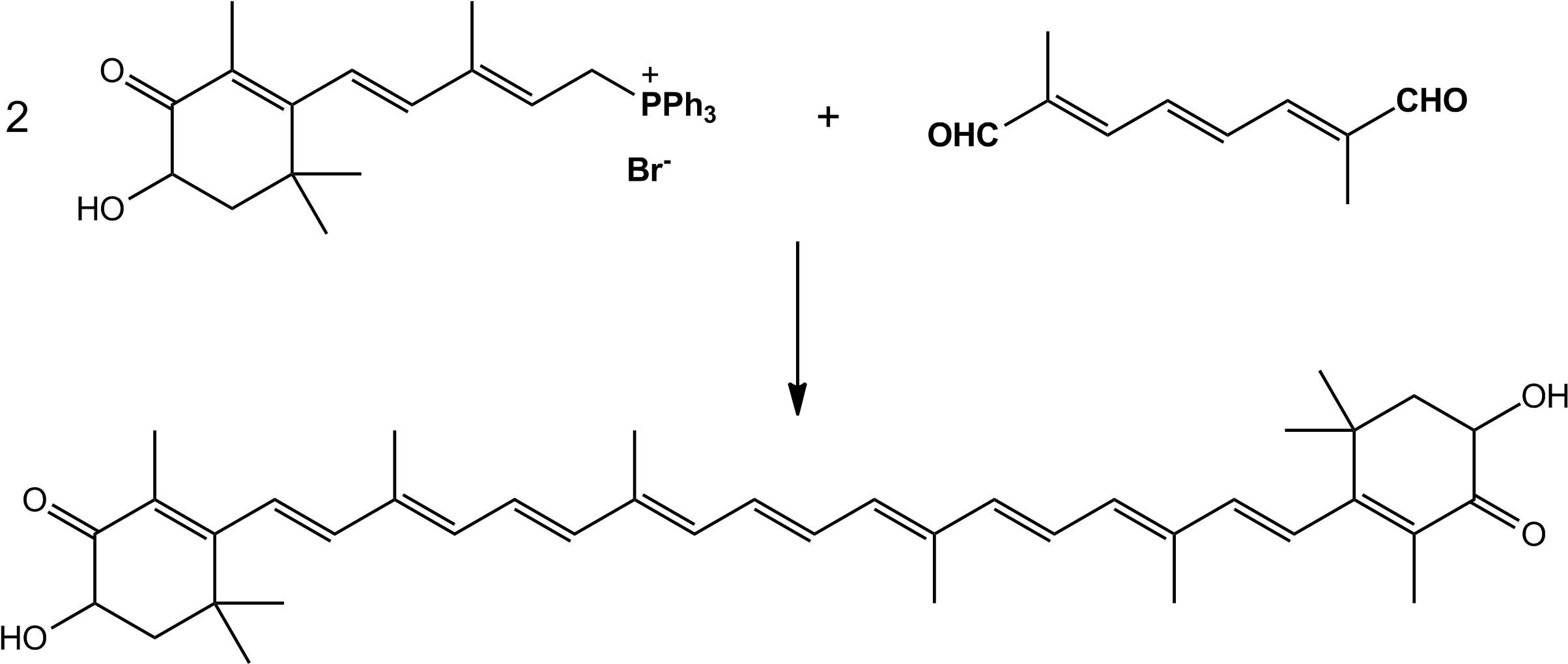 Synthesis Of Astaxanthin By Wittig Reaction - Astaxanthin Antioxidant Reaction Clipart (2429x1035), Png Download