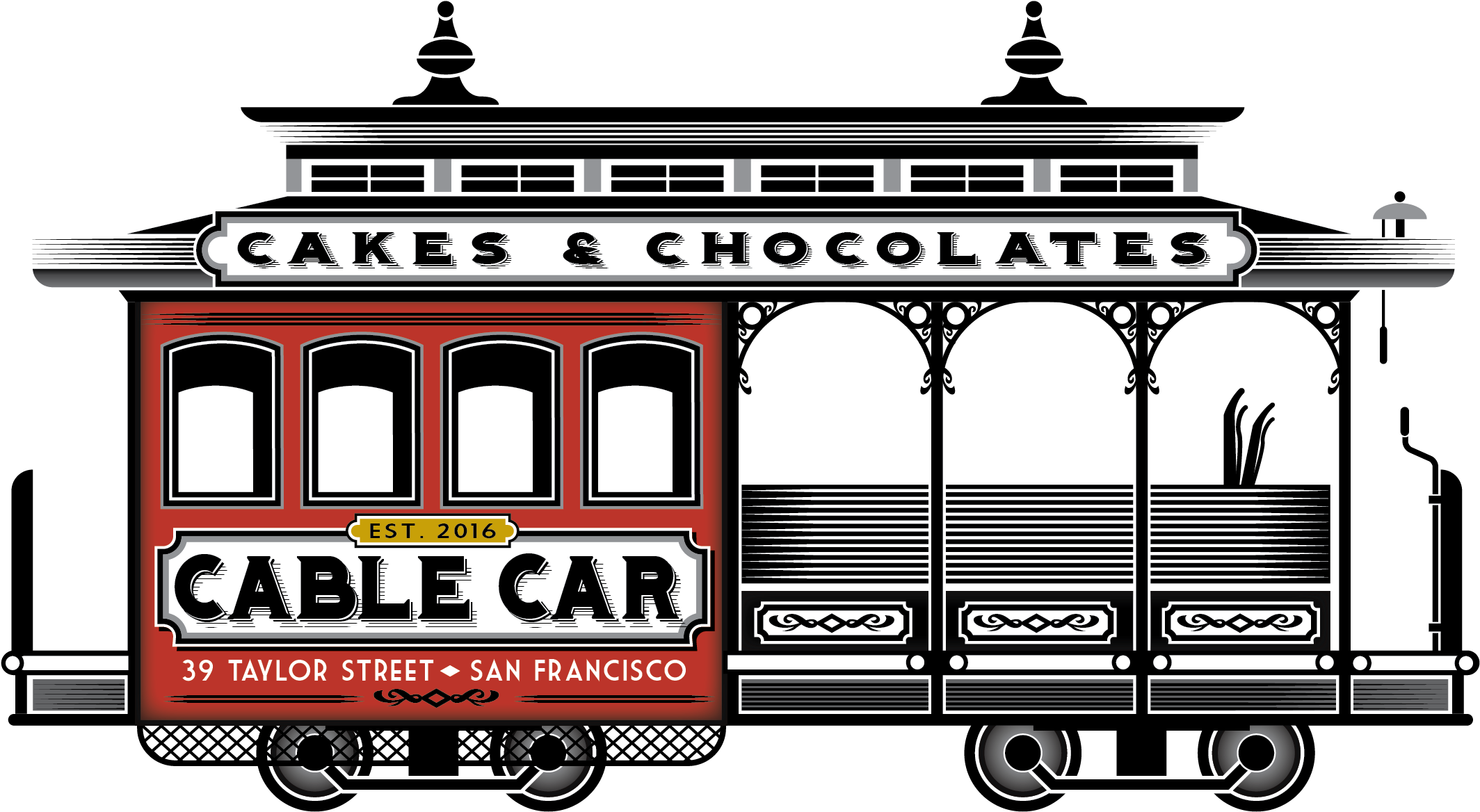 Cable Car Cakes And Chocolates - Clipart Cable Car San Francisco - Png Download (2383x1410), Png Download