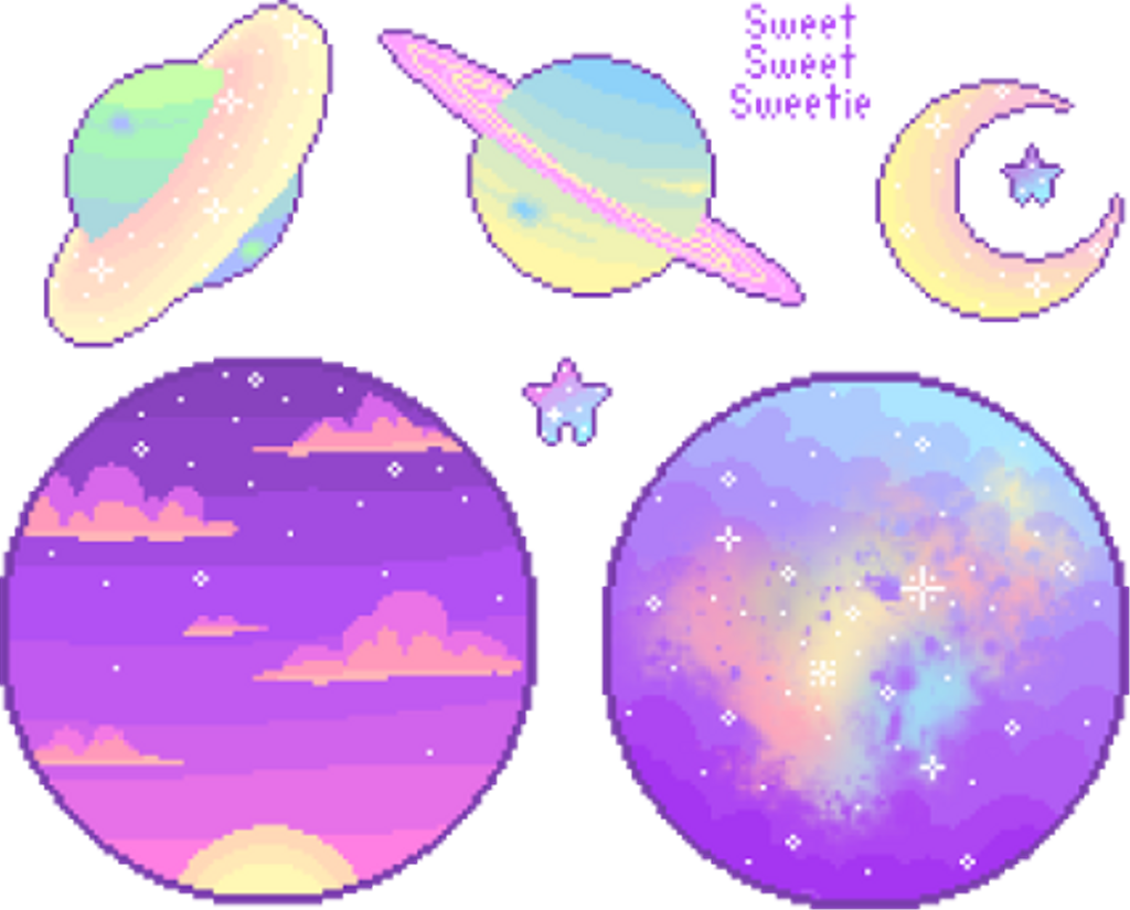 Planet Tumblr Clipart With A Transparent Background - Pastel Pixel Png (1024x825), Png Download