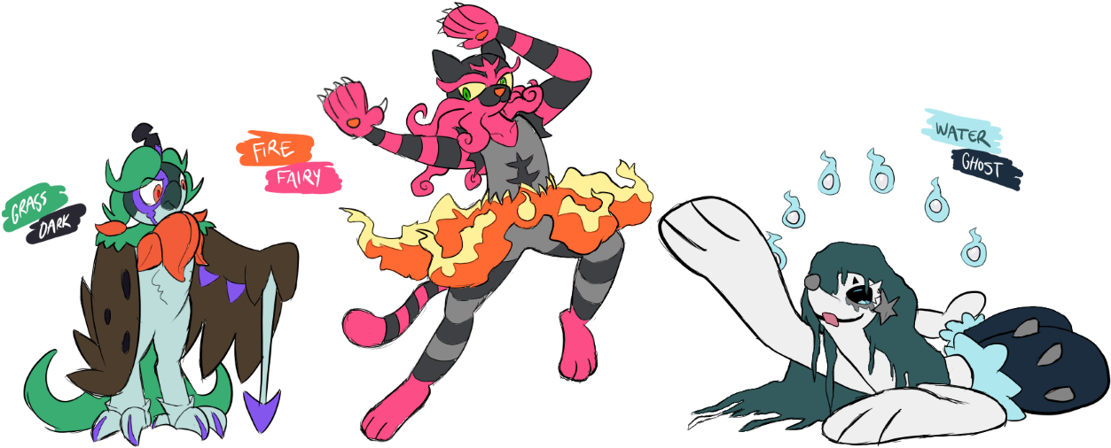 Secondary Type-swapped Alolan Starters - Pokemon Starters Type Swap Clipart (1253x506), Png Download