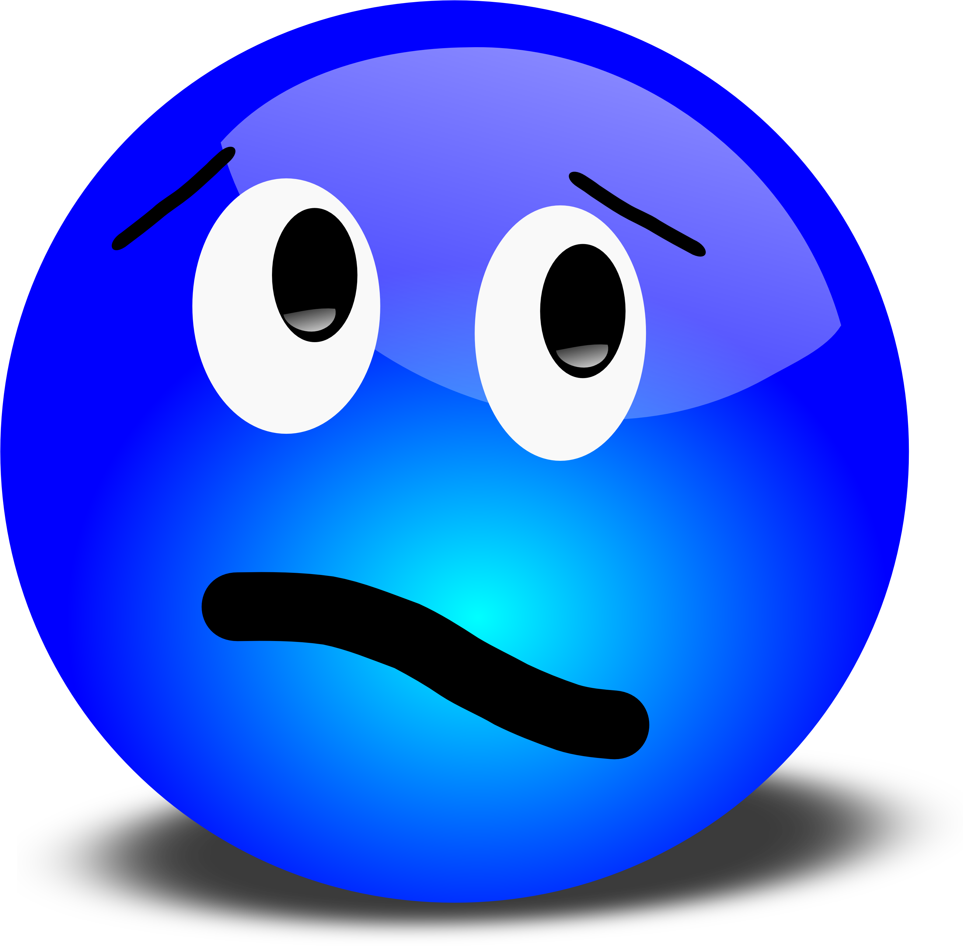 Smiley Face Confused - Blue Smiley Face Emoji Clipart (3200x3134), Png Download