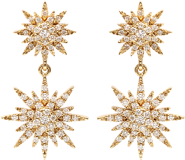 Gold And Diamonds Sun Earrings - Djula Sun Earrings Clipart (600x600), Png Download