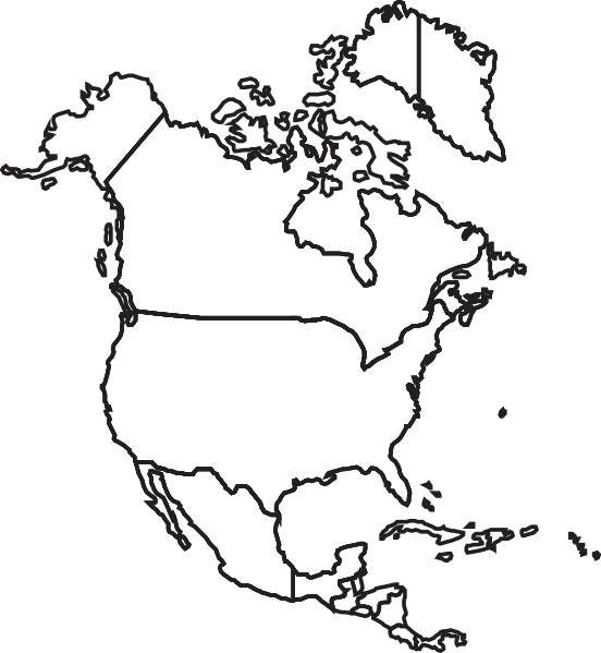North America Map Outline Clipart (552x599), Png Download