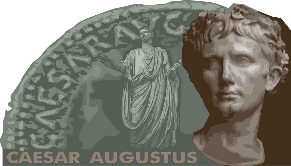 Vector Illustration Of Caesar Augustus Founder Of Roman - Statue Clipart (1222x700), Png Download