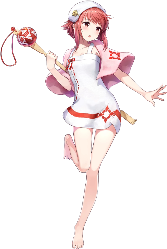 1girl Amagai Tarou Bangs Bare Legs Barefoot Breasts - Fire Emblem Heroes Sakura Hot Springs Clipart (850x969), Png Download
