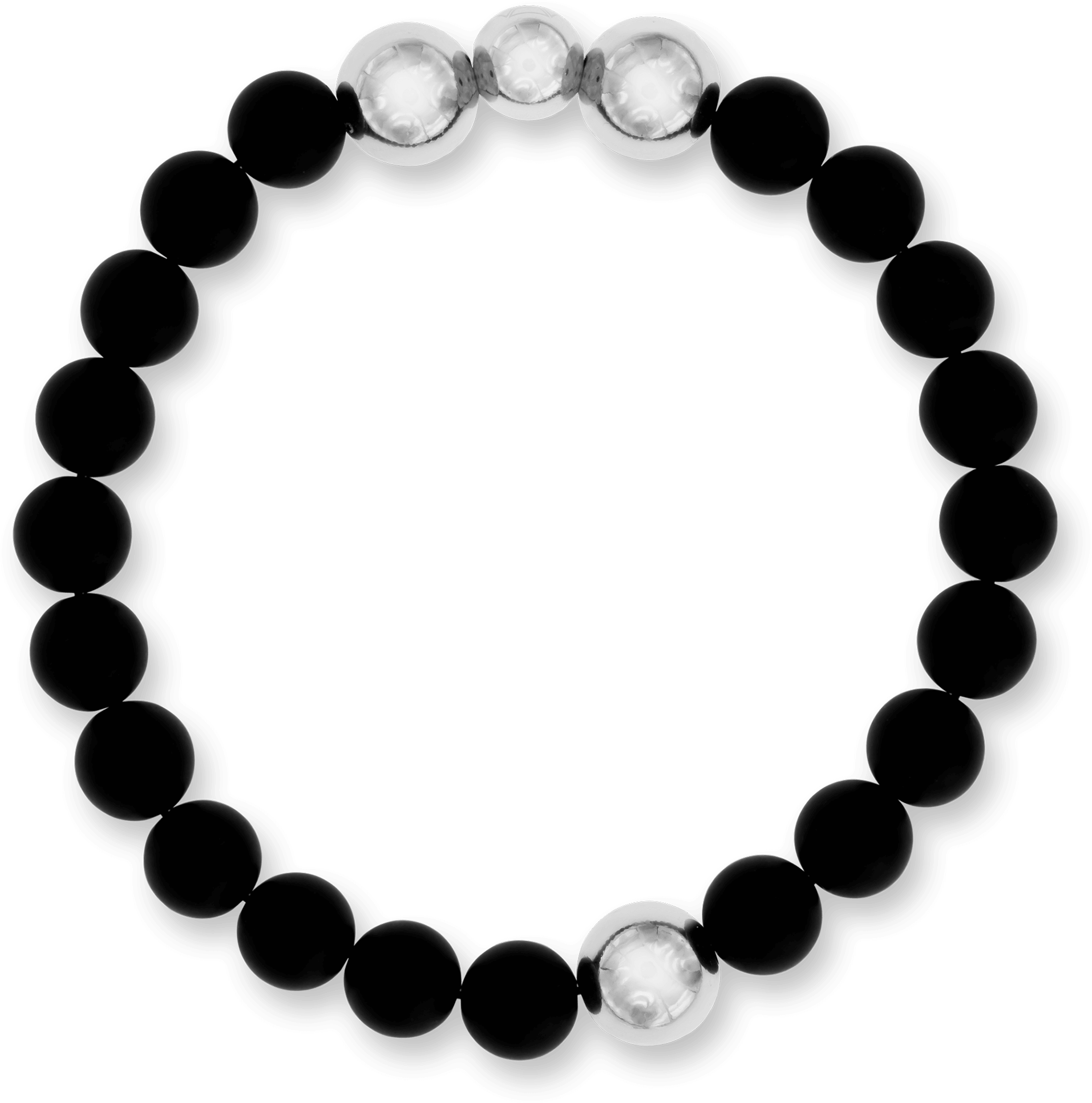 Vega White Gold Plated Stainless Steel & Black Agate - Bracelet Clipart (2000x2000), Png Download