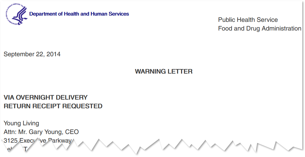 Young Living Fda Warning Letter - Food And Drug Administration Clipart (1019x524), Png Download