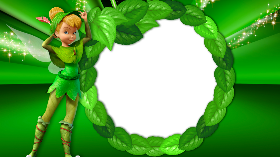 Green Transparent Kids Frame With Tinkerbell Fairy - Tinkerbell Frames Clipart (915x515), Png Download