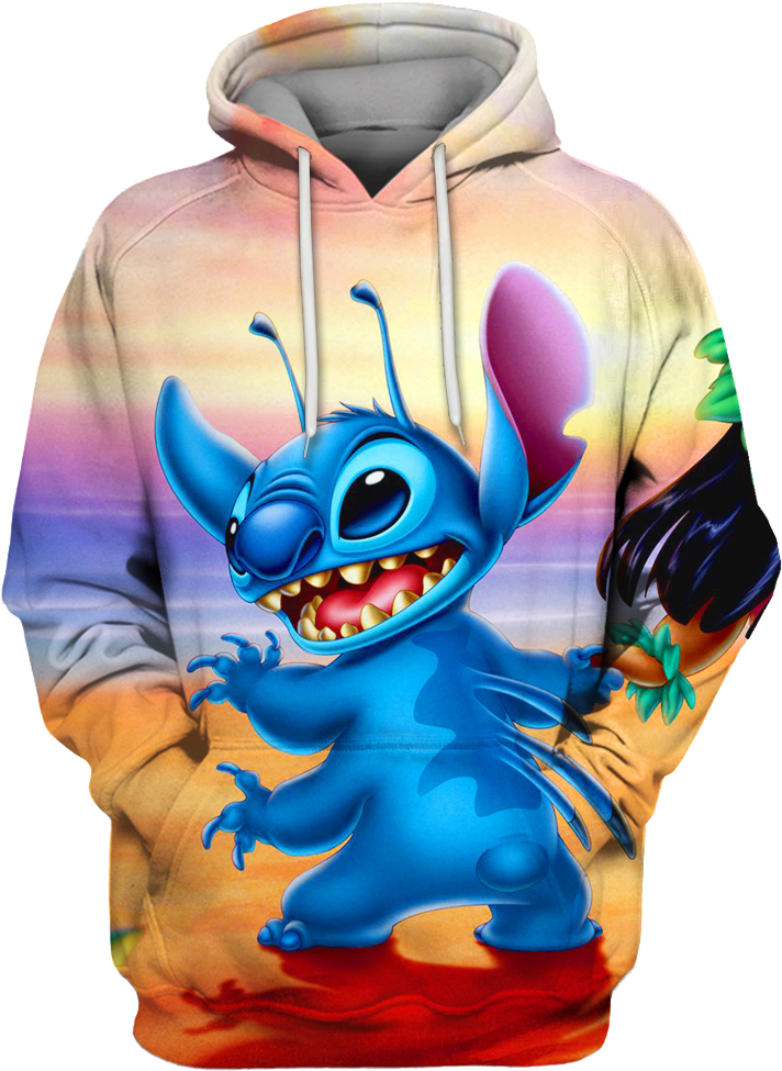 Anime Stitch Lilo Hoodie 3d Clipart (712x975), Png Download
